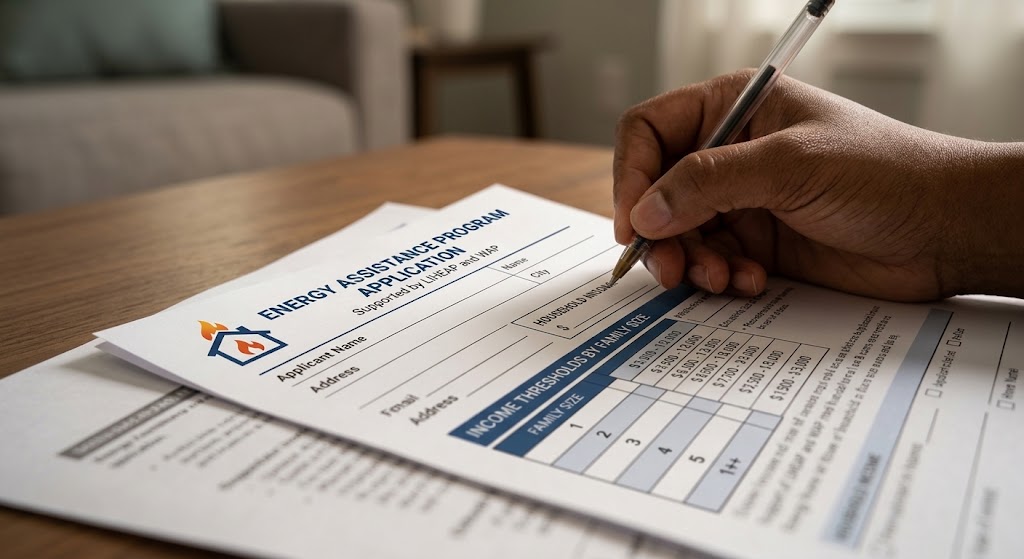 energy bill assistance programs income chart and application checklist
