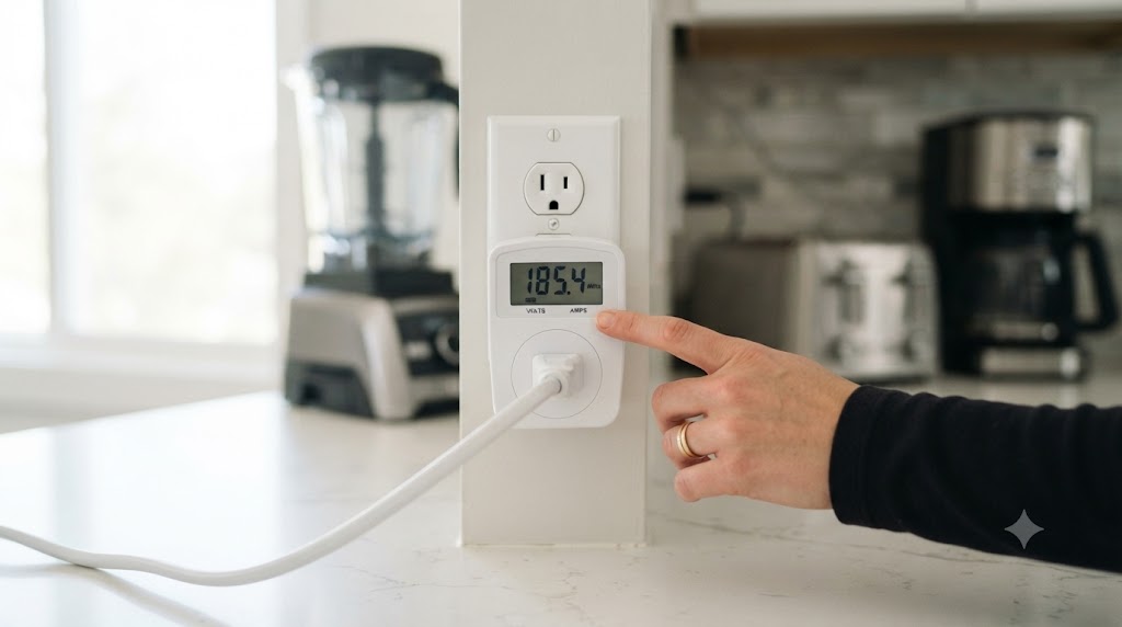 plug-in home energy monitor measuring appliance electricity use